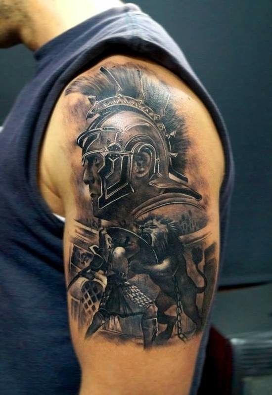 gladiador tattoo - gladiator shoulder armor tattoo