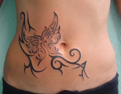 Butterfly Tribal Tattoo8 - 100's of Back Tattoos for Women Design Ideas Pictures Gallery