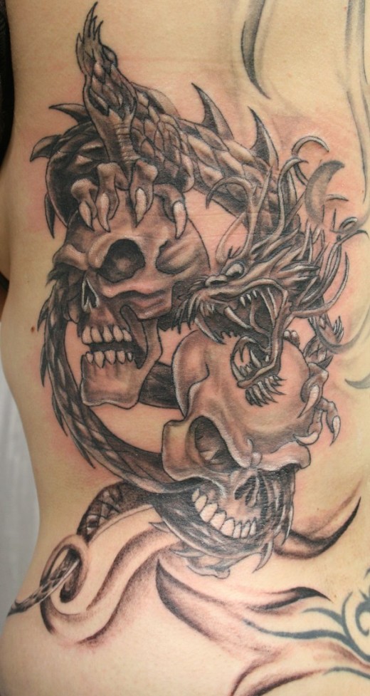 Dragon Skull - 100's of Dragon Skull Tattoo Design Ideas Pictures Gallery