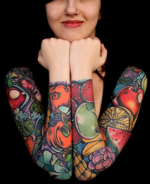 Girls Sleeve Tattoo 4 - 100's of Rose Tattoo Design Ideas Picture Gallery