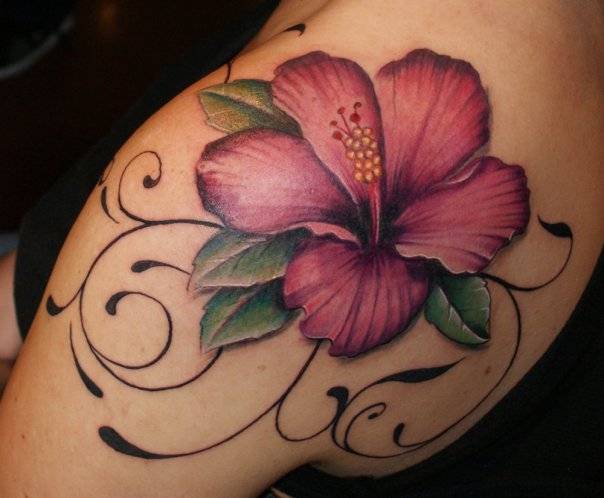 Hawaiian Flower Tattoos 2 - 100's of Rose Tattoo Design Ideas Picture Gallery