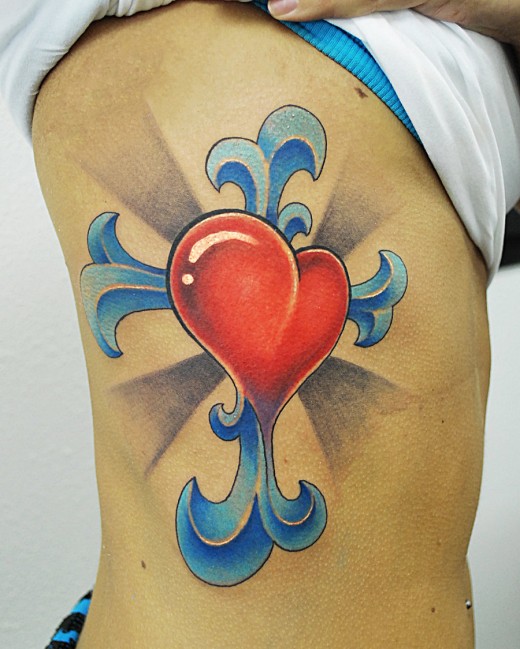 Heart Cross1 - 100's of Heart Cross Tattoo Design Ideas Pictures Gallery