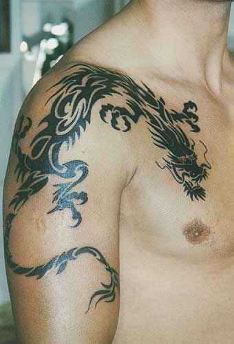 Shoulder Dragon 1 - 100's of Demon Tattoo Design Ideas Pictures Gallery