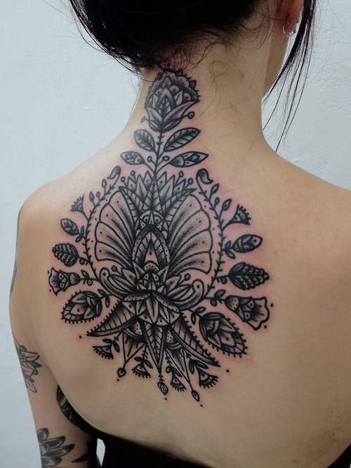 Tribal Flower Tattoo7 - 100's of Plumeria Tattoo Design Ideas Pictures Gallery