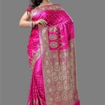 bridal banarasi Gajar coloured with skirt for metro style design all over butti with diamond jardosi work 150x150 - Banarasi Saree Design Ideas Pictures Gallery