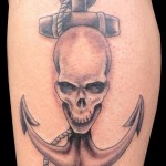 grey ink anchor tattoo with skull1 150x150 - 100's of Anchor Tattoo Design Ideas Picture Gallery