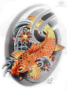 japanese koi tattoo sample 221x300 - 100's of Japases Tattoo Design Ideas Picture Gallery
