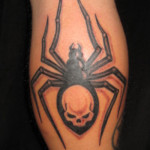 wicked skull spider tattoo on leg 150x150 - 100's of Spider Tattoo Design Ideas Picture Gallery