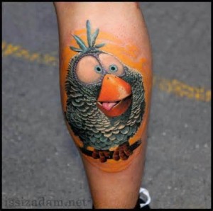 animated bird tattoo on leg 300x298 - animated-bird-tattoo-on-leg